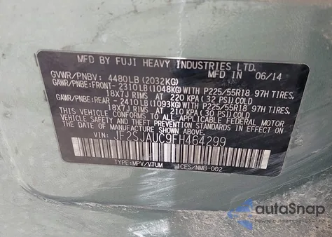 2015 Subaru Forester 2.5I Touring из США, поврежденный, VIN JF2SJAUC9FH464299